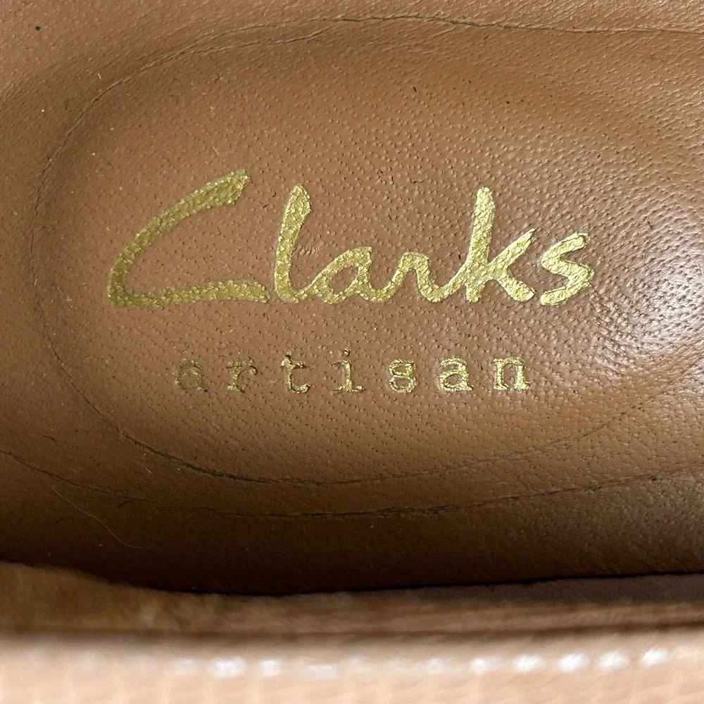 Clarks‎ Artisan Women 6.5 Blush Pink Snake Print Leather Wedge Pumps 20701
